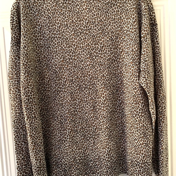 Banana Republic Leopard Merino Wool V Neck Pullover Sweater Large - Picture 3 of 4